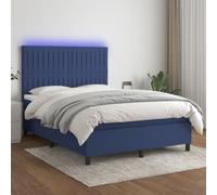 Solivagant Sommier à Lattes de lit et Matelas et LED Bleu 140x190 cm Tissu,(69.38 KG)