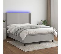 Solivagant Sommier à Lattes de lit et Matelas et LED Gris Clair 140x190 cm,(72.13 KG)