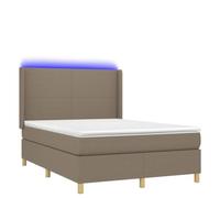 Solivagant Sommier à Lattes de lit Matelas et LED Taupe 140x190 cm Tissu,(72.13 KG)