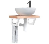 Solivagant Supports d'étagères pour lavabo 2 pcs Blanc trapèze Acier,(2.52 KG)