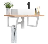 Solivagant Supports d'étagères pour lavabo 2 pcs Blanc trapèze Acier,(5.2 KG)