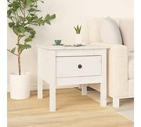Solivagant Table d'appoint Blanc 50x50x49 cm Bois Massif de pin,(7.7 KG)
