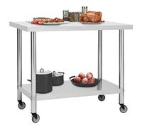 Solivagant Table de Travail de Cuisine avec Roues 100x30x85 cm INOX,(8.8 KG)