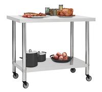 Solivagant Table de Travail de Cuisine avec Roues 100x60x85 cm INOX,(14.3 KG)