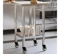Solivagant Table de Travail de Cuisine avec Roues 55x55x85 cm INOX,(8.5 KG)