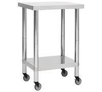 Solivagant Table de Travail de Cuisine avec Roues 60x60x85 cm INOX,(9.8 KG)