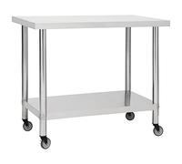 Solivagant Table de Travail de Cuisine avec Roues 80x60x85 cm INOX,(11 KG)