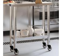 Solivagant Table de Travail de Cuisine avec Roues 82,5x30x85 cm INOX,(7.7 KG)
