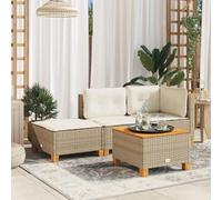 Solivagant Tabouret de Jardin et Coussin Beige 63,5x56x32cm résine tressée,(7 KG)