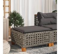 Solivagant Tabouret de Jardin et Coussin Gris 63,5x56x32 cm résine tressée,(6.6 KG)