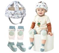 Solivive Casque Bebe Antichoc Protection, Casque Anti Choc pour Bébé(Longueur Réglable),avec Chaussettes Antidérapantes et Genouillères,Protection Tête Bébé