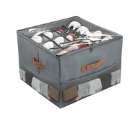 Solivive Organisateur de Chaussures Pliable, 16 Compartiments, Boîte Rangement Chaussures avec Poignées et Couvercle Transparent, pour Chaussures, Chaussettes, Pantalons