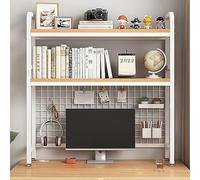 SOLKIN Etagere Bureau, Étagère Bureau à Poser, Bibliothèque de Bureau à 2 Niveaux pour Bureau D'ordinateur, pour Meubles de Dortoir de Bureau à Domicile