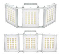 SOLLA-2025 Lite 300W LED projecteur extérieur, 30000LM, 6000K lumière du jour blanche IP66 imperméable, éclairage de sécurité extérieur réglable à 3 têtes pour les parkings, les cours-Gris-2 Pack