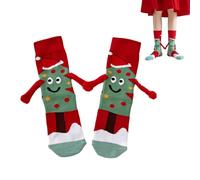 Sollee 2pair Chaussettes de Noël magnétiques Chaussettes de Noël magnétiques à Main Chaussettes de Noël à Main Chaussettes de à succion magnétique Cadeau pour Les Couples et Les Amis