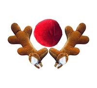 Sollee Bois de Rennes pour Voiture avec Nez Rouge Fourrures de Rennes pour Voiture Kit Renne pour Voiture Fourrures de Rennes de Noël pour Voiture pour Voiture SUV Truck