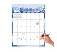 Sollee Calendrier 2026 pour réfrigérateur, 12 mois, esthétique, magnétique, compte à rebours, planificateur pour liste de courses, salon, bureau, dortoir, appartement