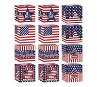 Sollee Coffrets Cadeaux 4 Juillet,Boîtes Bonbons 4 Juillet,12 boîtes à collations pour le Jour de l'Indépendance - Boîtes à cadeaux drapeau américain, boîtes à bonbons du jour de l'indépendance du 4