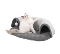 Sollee Grotte de Chat Peekaboo - Tunnel de Beignet de Chat en Peluche Douce et Chaude avec Boule en Peluche Blanche,Condo Amusant pour Chat, cachette spacieuse pour Chat avec Tapis Amovible, Tunnels