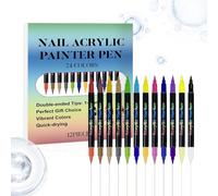 Sollee Lot de 12 stylos à vernis à ongles à séchage rapide à double pointe fine pour dessin, peinture, pointillage, artisanat, Noël, anniversaire