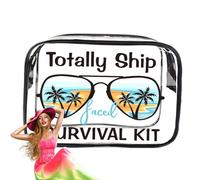 Sollee Sacs de voyage transparents pour la plage, pochettes cosmétiques en PVC transparent à fermeture éclair | Sacs cosmétiques de survie à la plage, trousse de toilette étanche, pochette