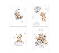 SoLLek 4PCS Poster décoratif pour chambre d'enfant, Affiche Décoration Murale, Décoration murale pour chambre de bébé, Poster Images Murales A4 Sans Cadre, Décoration de Chambre de Bébé