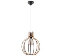 SOLLUX Lampe en Bois Ajouré Spot Suspendu Éclairage Plafonnier Bois Ampoule LED Design Géométrique Installation Facile ARANCIA 28x28x100 cm