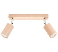 Sollux LIGHTING Berg 2 Spotlight Plafonnier, avec Abat-Jour Mobiles, Design Minimaliste, Rustique, Classique, Ampoule GU10 Remplaçable, 2 x 40 W, Bois