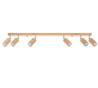 SOLLUX lighting Berg Plafonnier 6 Spots Bar, Bois Naturel, 120cm