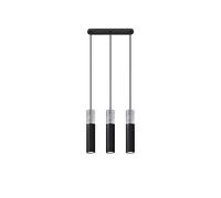 SOLLUX lighting Borgio 3L Plafonnier, Design Minimaliste & Industriel, Ampoule GU10 Remplaçable, 3 x 40 W, Béton & Acier Enduit de Poudre, Noir & Gris