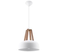 Suspension Acier Blanc/Bois Naturel E27 1 Casco