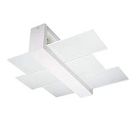 Sollux LIGHTING Feniks 2 Plafonnier | Boîtier en Bois Élégant + Mélange d'Abat-jour en verre | Ampoule E27 Remplaçable, 2 x 60 W | Blanc, 43 x 43 x 12 cm