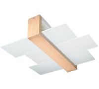 Plafonnier LED FENIKS Naturel Bois - SOLLUX - Carré irrégulier - E27 LED - Intérieur