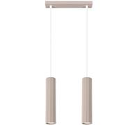 Suspension moderne avec deux tubes ondulés taupe, 2 ampoules GU10 10 W, KARBON,