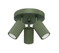 SOLLUX lighting Plafonnier LED - Spot de Plafond - en Aluminium - 3 Abat-jours - 19,5 x 19,5 x 18 cm - Karbon Vert Olive