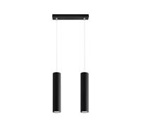 SOLLUX lighting Lagos 2 Suspension Plafonnier | Design Moderne avec Abat-jour Cylindrique, Style Industriel | Ampoule GU10 Remplaçable, 2 x 40 W | Acier Peint par Poudrage, Noir, 30 x 6 x 90 cm