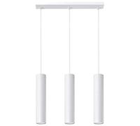 SOLLUX lighting Lagos 3L Suspension Plafonnier | Design Moderne avec Abat-jour Cylindrique, Style Industriel | Ampoule GU10 Remplaçable, 3 x 40 W | Acier Peint par Poudrage, Blanc, 45 x 6 x 90 cm