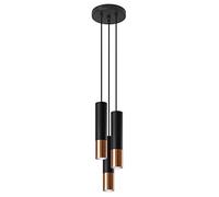 SOLLUX lighting Loopez 3P Spotlight Plafonnier Suspension, Abat-Jour Cylindrique + Combinaison de 2 Métaux, Ampoule GU10 Remplaçable, 3 x 40 W, Acier,