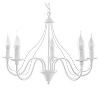 SOLLUX lighting Lustre suspension - plafonnier acier - 5 flammes - ampoule LED - blanc Minerwa