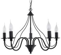 SOLLUX lighting Minerwa 5 Chandelier Lustre, Plafonnier, Style Glamour, Ampoule E14 Remplaçable, 5 x 40 W, Acier, 60 x 60 x 80 cm, Noir