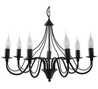 SOLLUX lighting Lustre suspension - plafonnier acier - 7 flammes - ampoule LED - noir Minerwa
