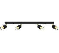 Sollux SL.1072 - Plafond NERO 4 in acciaio nero/oro, 40 W, lunghezza: 81 cm, larghezza: 5 cm, altezza: 18 cm, dimmerabile
