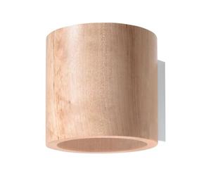SOLLUX LIGHTING Or ownlight Applique murale avec abat-jour cylindrique - Applique murale pour salon, salle à manger - Lampe de cuisine et couloir en bois naturel 10 x 12 x 10 cm