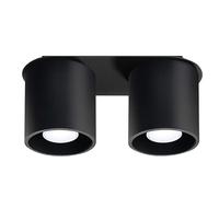 SOLLUX lighting Orbis Plafonnier Spot| Design Moderne avec Abat-jour Cylindriques | Fabriqué en Aluminium avec 2 x Ampoules GU10 Remplaçables | Noir, 26 x 10 x 12 cm