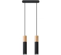 Suspension Acier Bois Naturel/Noir GU10 2 Pablo