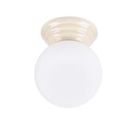 SOLLUX lighting Plafonnier - Lampe de Plafond - Spot de Plafond en Céramique Émaillée Verre - 1 Abat-jour - Lampe LED Ampoule - Beige Zori