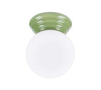 SOLLUX lighting Plafonnier - Lampe de Plafond - Spot de Plafond en Céramique Émaillée Verre - 1 Abat-jour - Lampe LED Ampoule - Vert Zori