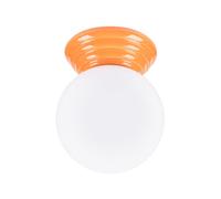 SOLLUX lighting Plafonnier - Lampe de Plafond - Spot de Plafond en Céramique Émaillée Verre - 1 Abat-jour - Lampe LED Ampoule - Orange Zori