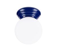 SOLLUX lighting Plafonnier - Lampe de Plafond - Spot de Plafond en Céramique Émaillée Verre - 1 Abat-jour - Lampe LED Ampoule - Bleu Outremer Zori