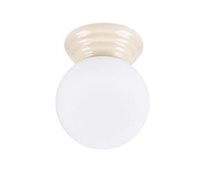 SOLLUX lighting Plafonnier - Lampe de Plafond - Spot de Plafond en Céramique Émaillée Verre - 1 Abat-jour - Lampe LED Ampoule - Beige Zori